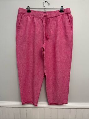 Talbots Pink Linen Relaxed Crop Pants, Size 16